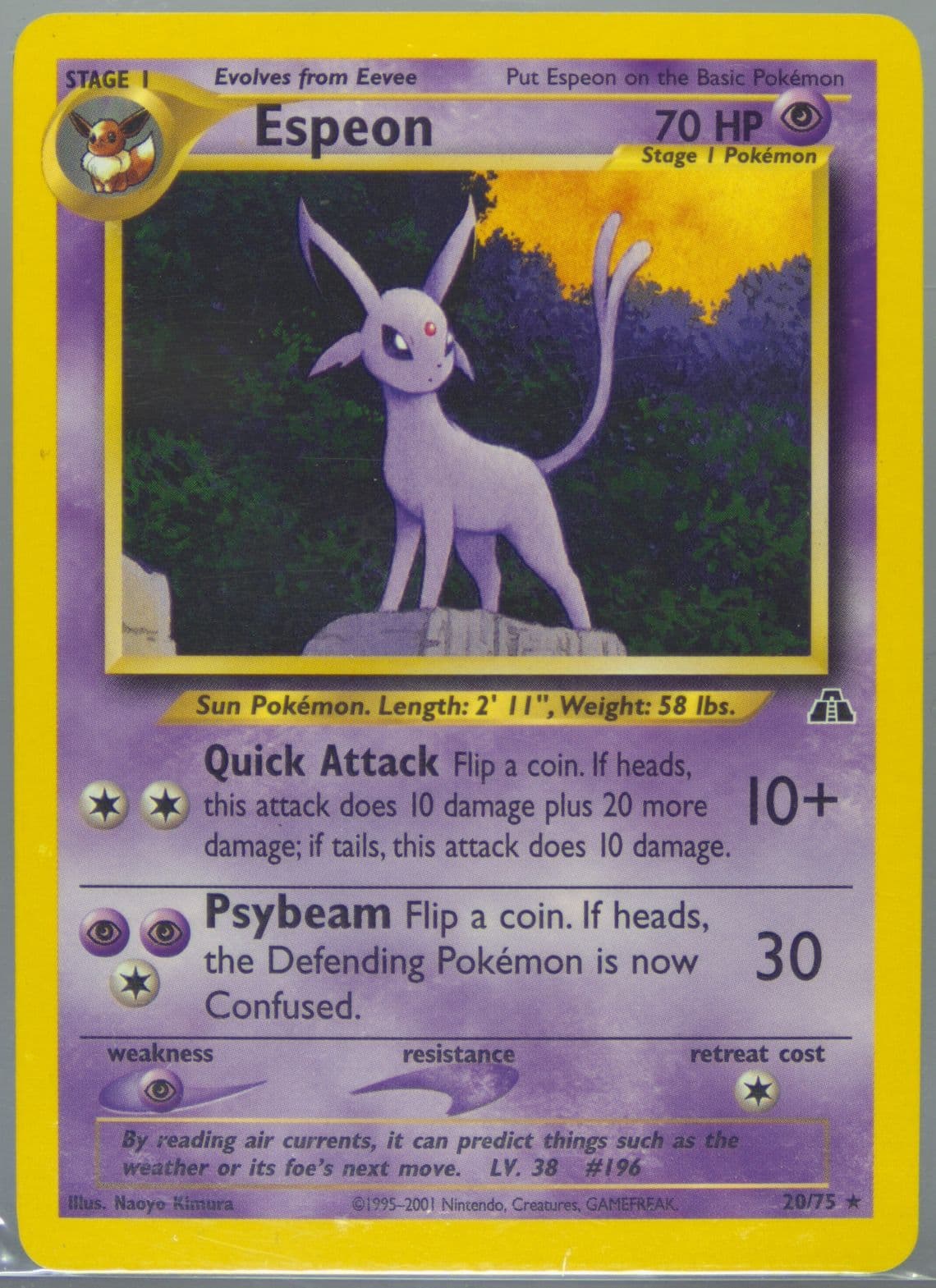 Espeon Inverted Back (20) 2001 Pokemon Neo Discovery