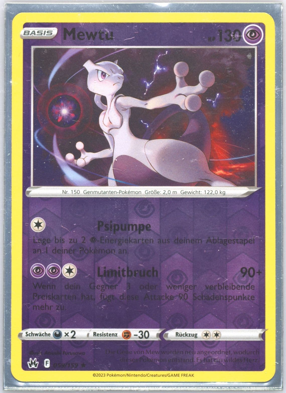 Mewtwo-Reverse Foil German (059) 2023 Pokemon Sword and Shield Crown Zenith