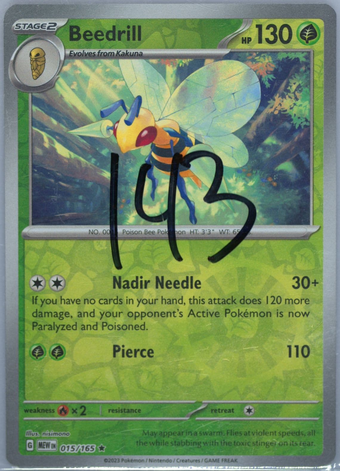 Beedrill Reverse Holo (015) 2023 Pokemon Mew EN-151