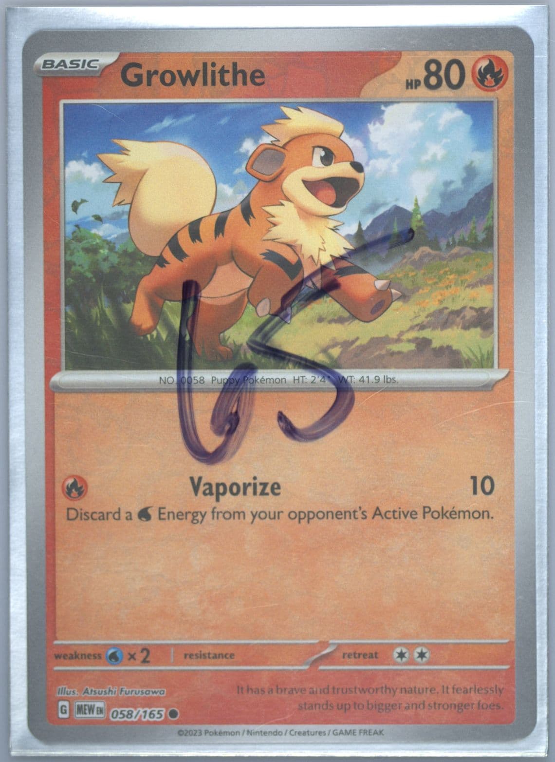 Growlithe Reverse Holo (058) 2023 Pokemon Mew EN-151