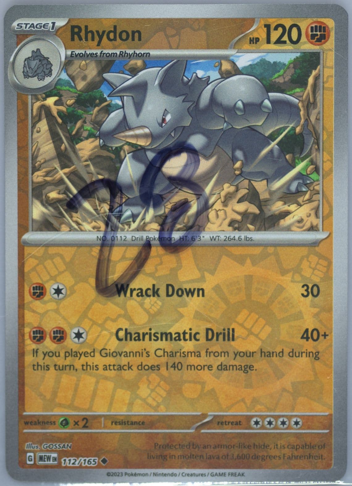 Rhydon Reverse Holo (112) 2023 Pokemon Mew EN-151