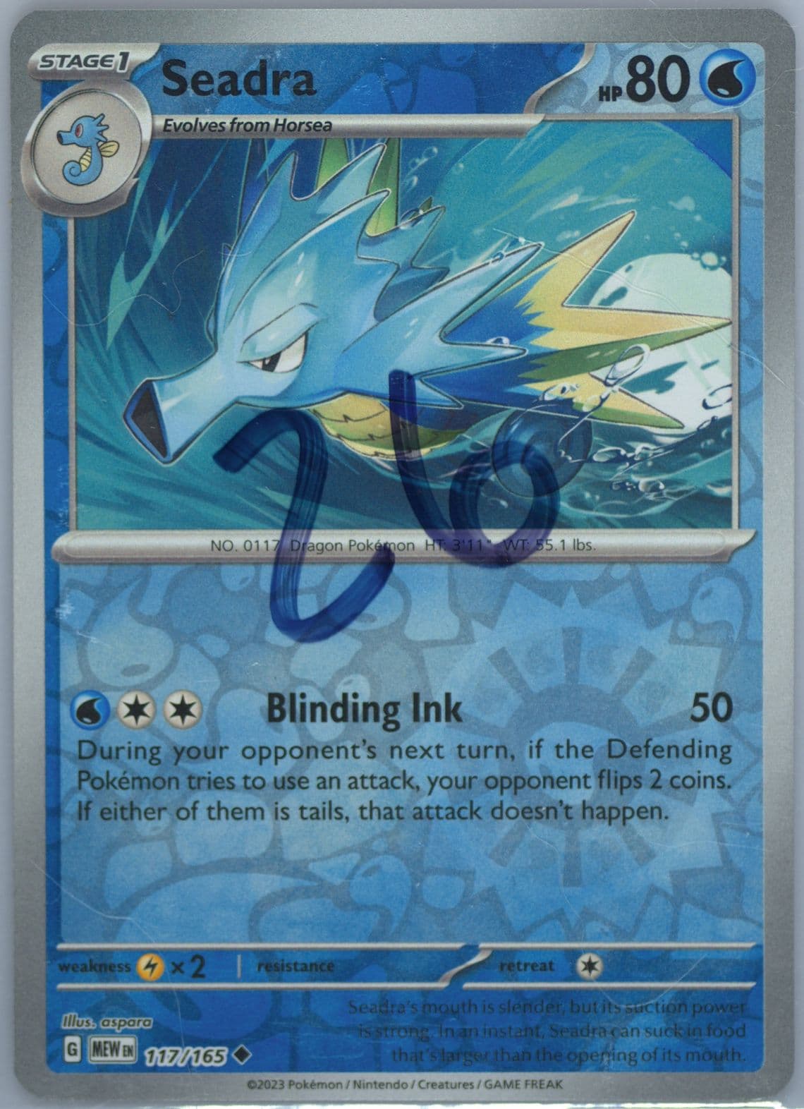 Seadra Reverse Holo (117) 2023 Pokemon Mew EN-151