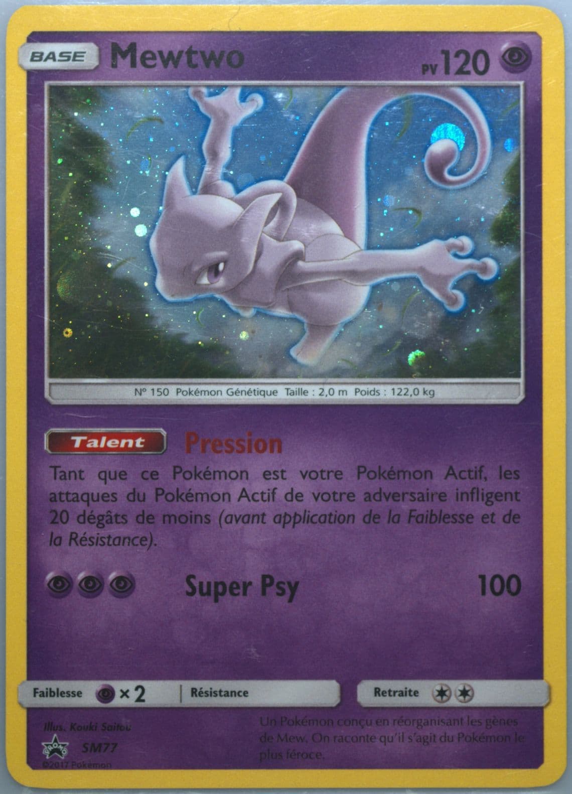 Mewtwo-Holo Shining Legends Pin Collection-French (SM77) 2017 Pokemon SM Black Star Promo