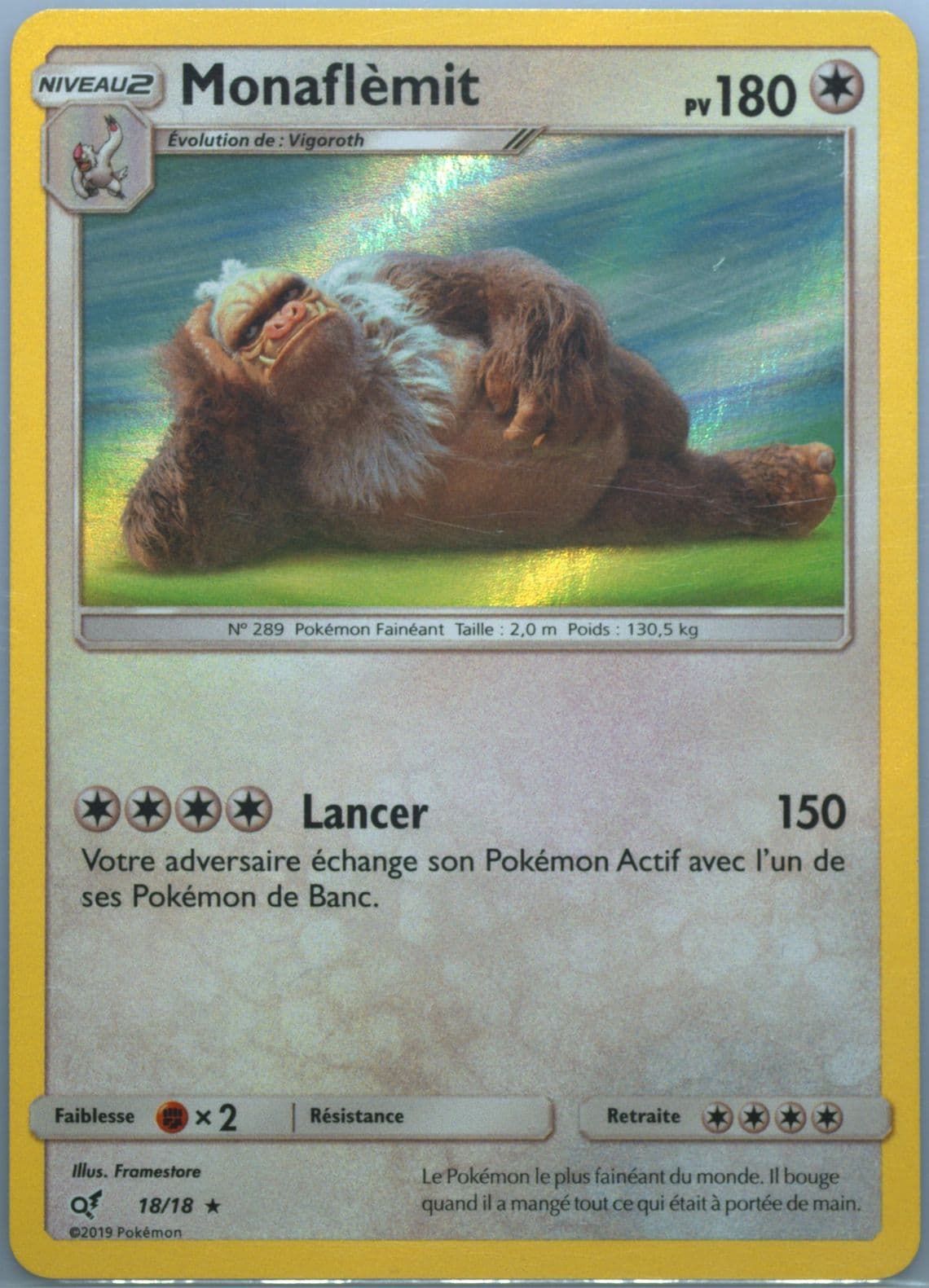 Slaking-Holo French (18) 2019 Pokemon Sun & Moon Detective Pikachu