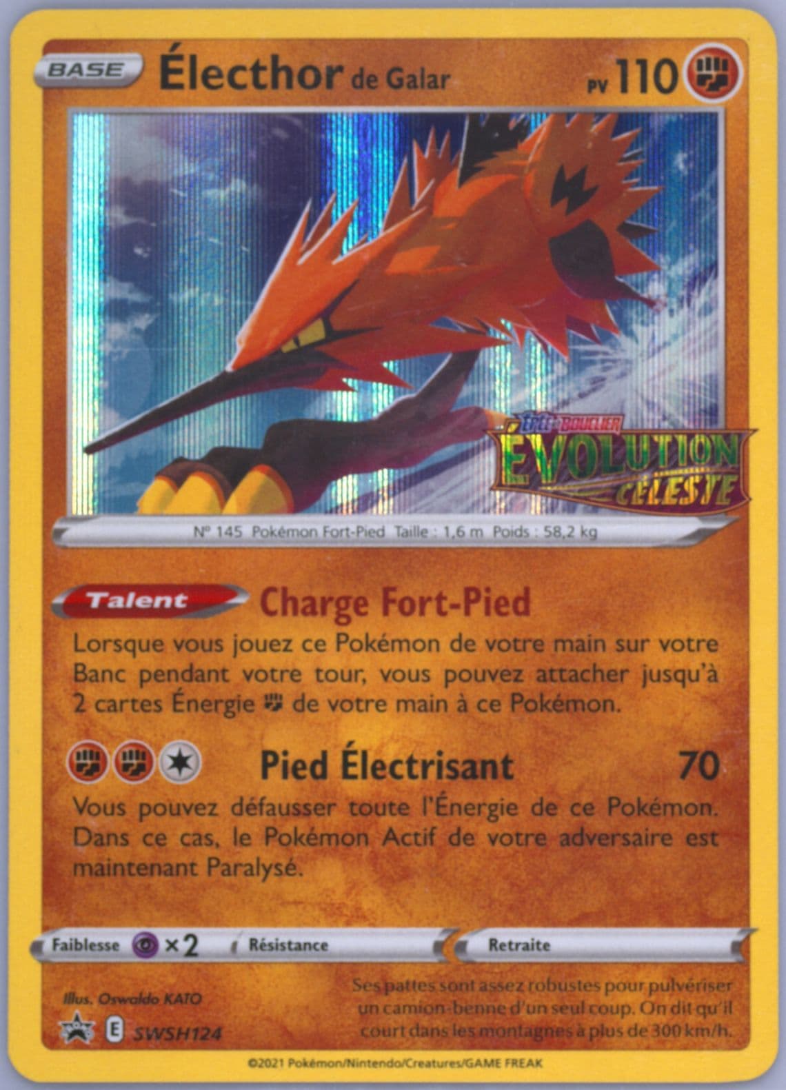Galarian Zapdos-Holo Prerelease-French (124) 2021 Pokemon Swsh Black Star Promo