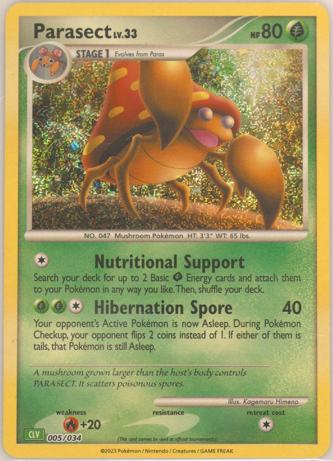 Parasect (005) 2023 Pokemon CLV-Trading Card Game Classic Venusaur & Lugia EX Deck