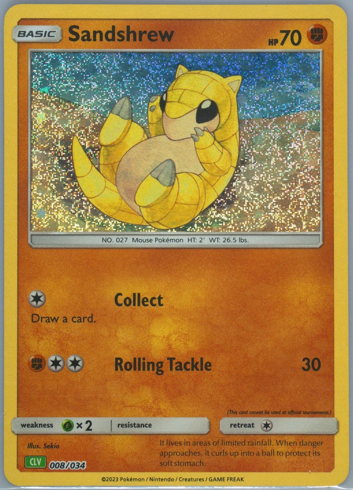 Sandshrew (008) 2023 Pokemon CLV-Trading Card Game Classic Venusaur & Lugia EX Deck