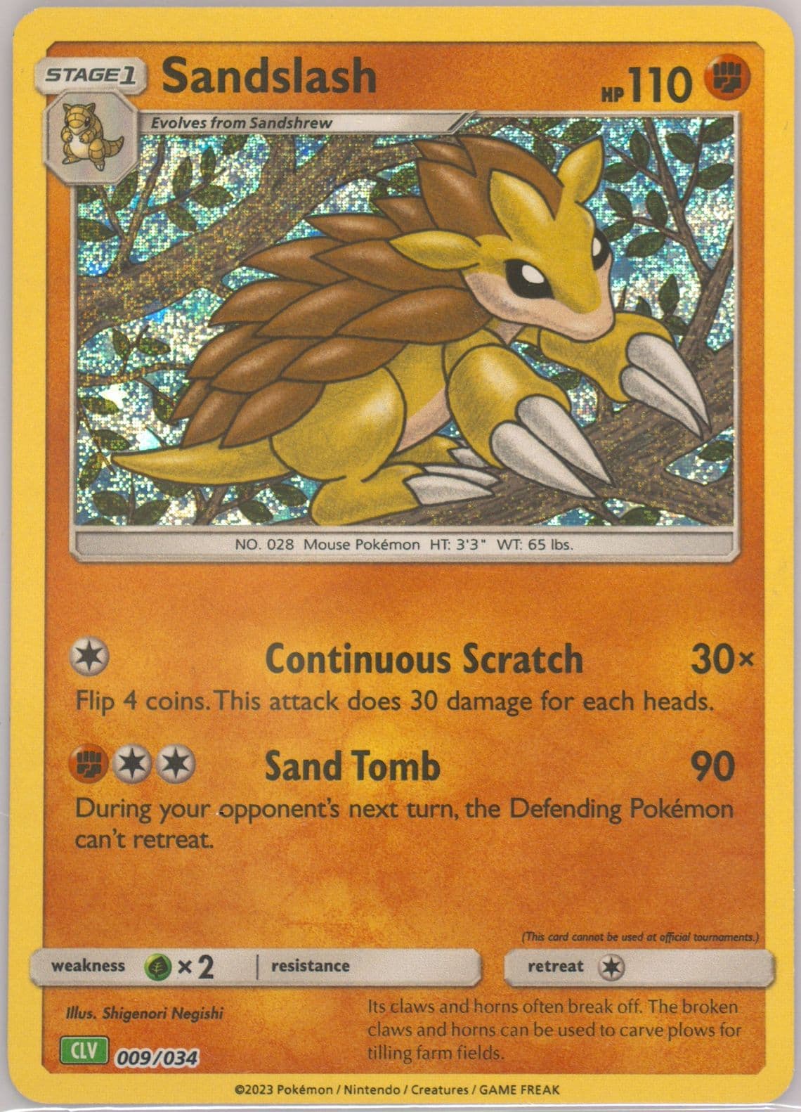 Sandslash (009) 2023 Pokemon CLV-Trading Card Game Classic Venusaur & Lugia EX Deck