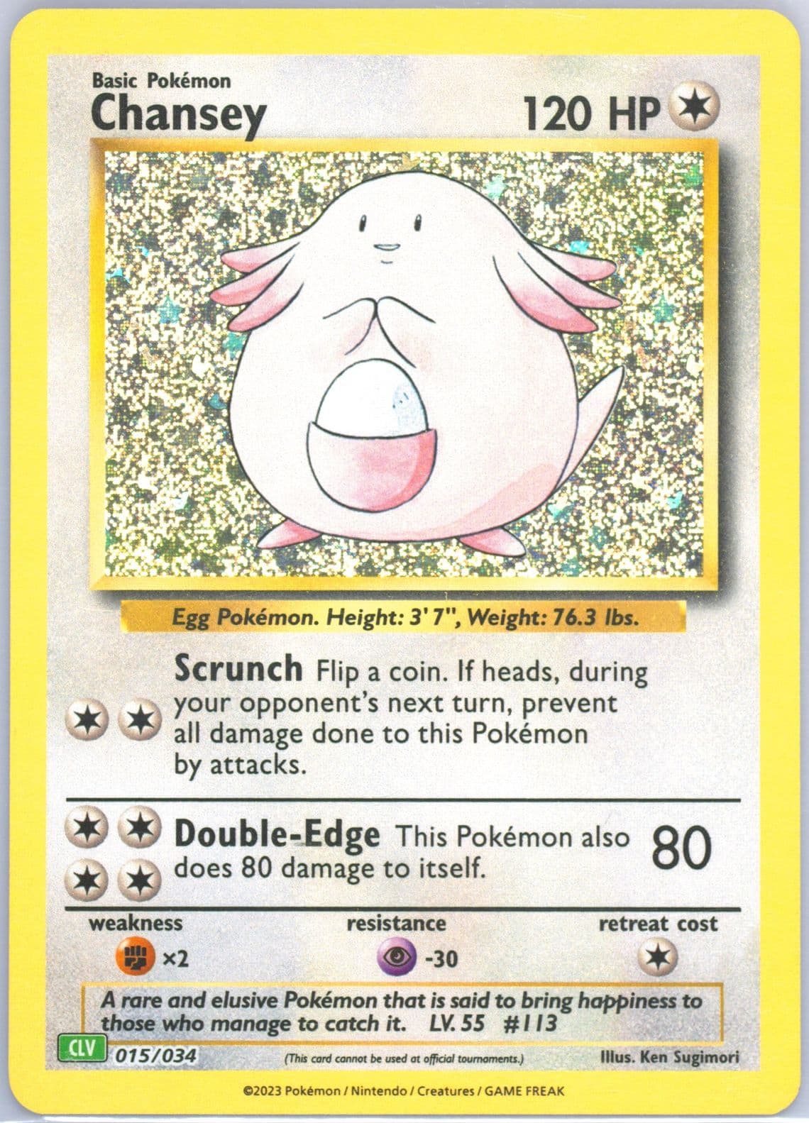Chansey (015) 2023 Pokemon CLV-Trading Card Game Classic Venusaur & Lugia EX Deck