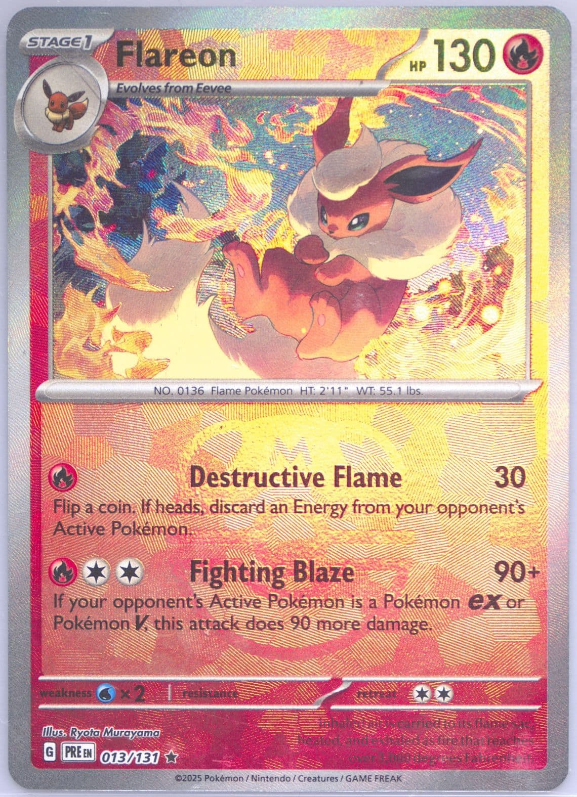 Flareon Master Ball Reverse Holo (013) 2025 Pokemon Pre EN-Prismatic Evolutions