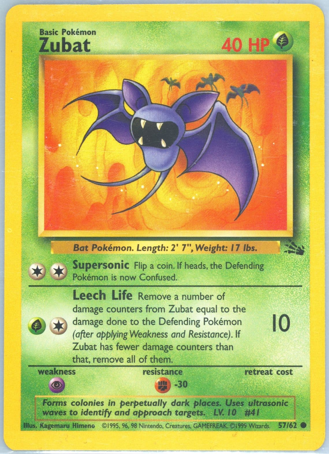 Zubat (57) 1999 Pokemon Fossil