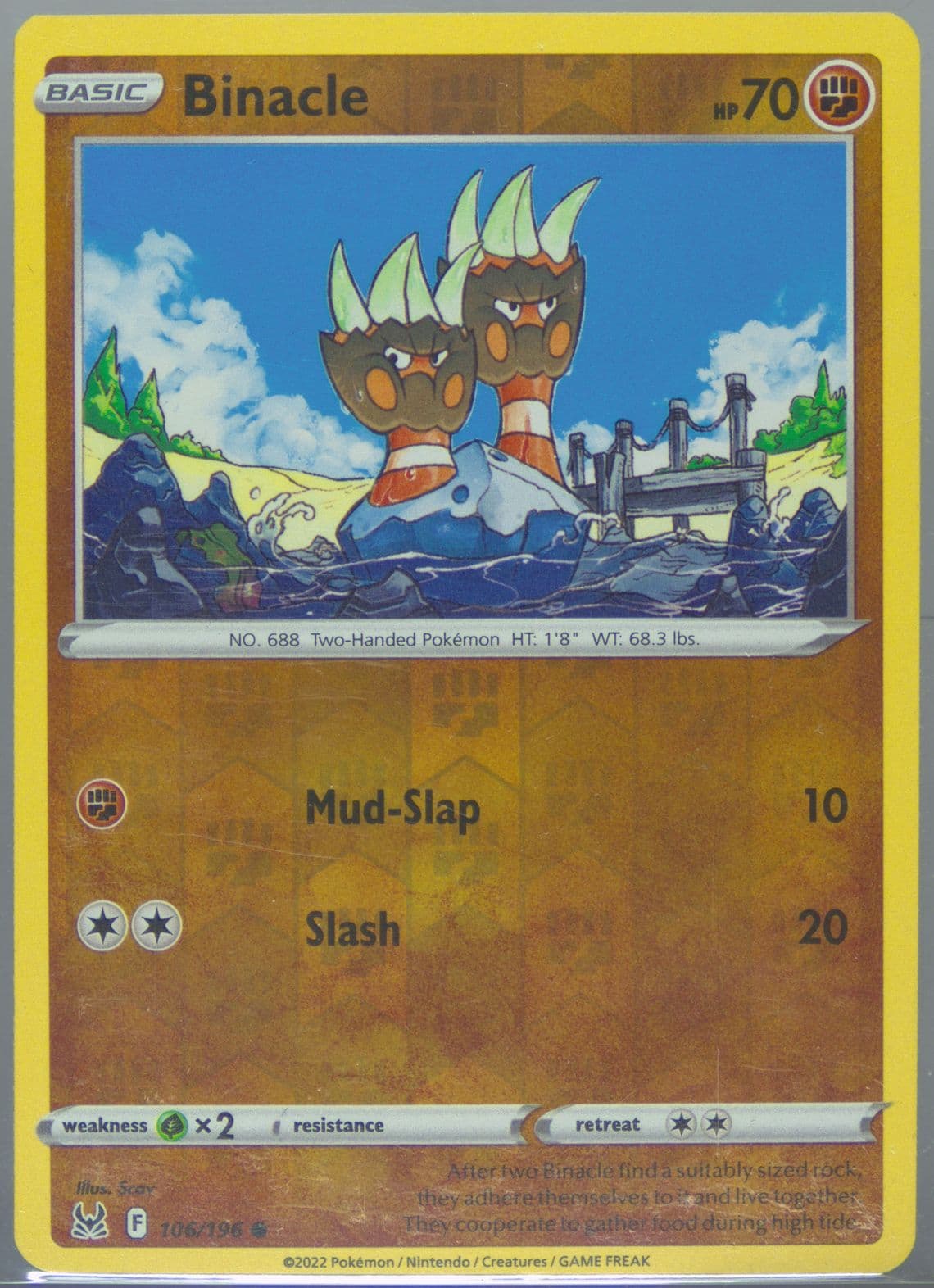 Binacle-Reverse Foil (106) 2022 Pokemon Sword & Shield Lost Origin