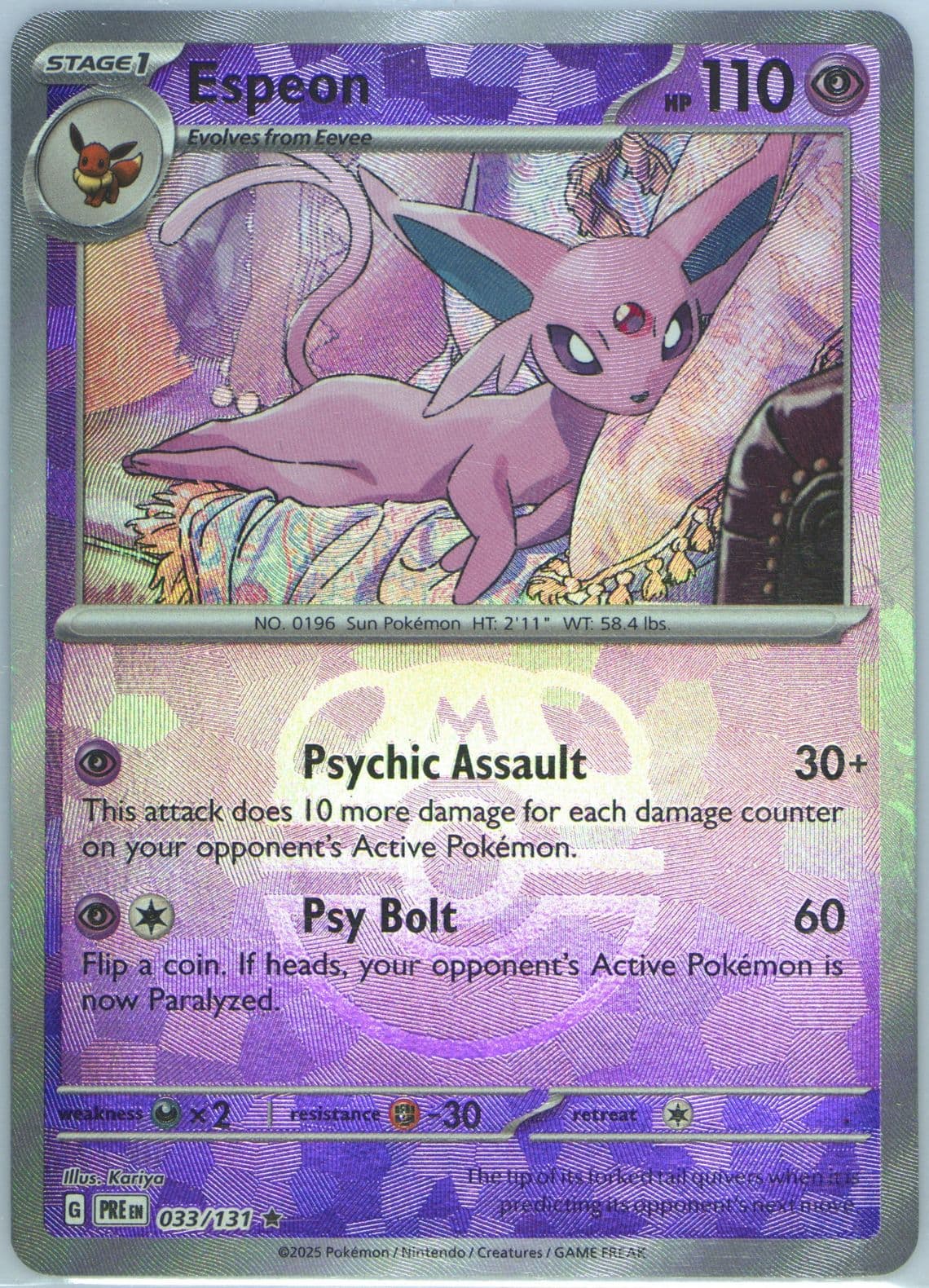 Espeon Master Ball Reverse Holo (033) 2025 Pokemon Pre EN-Prismatic Evolutions