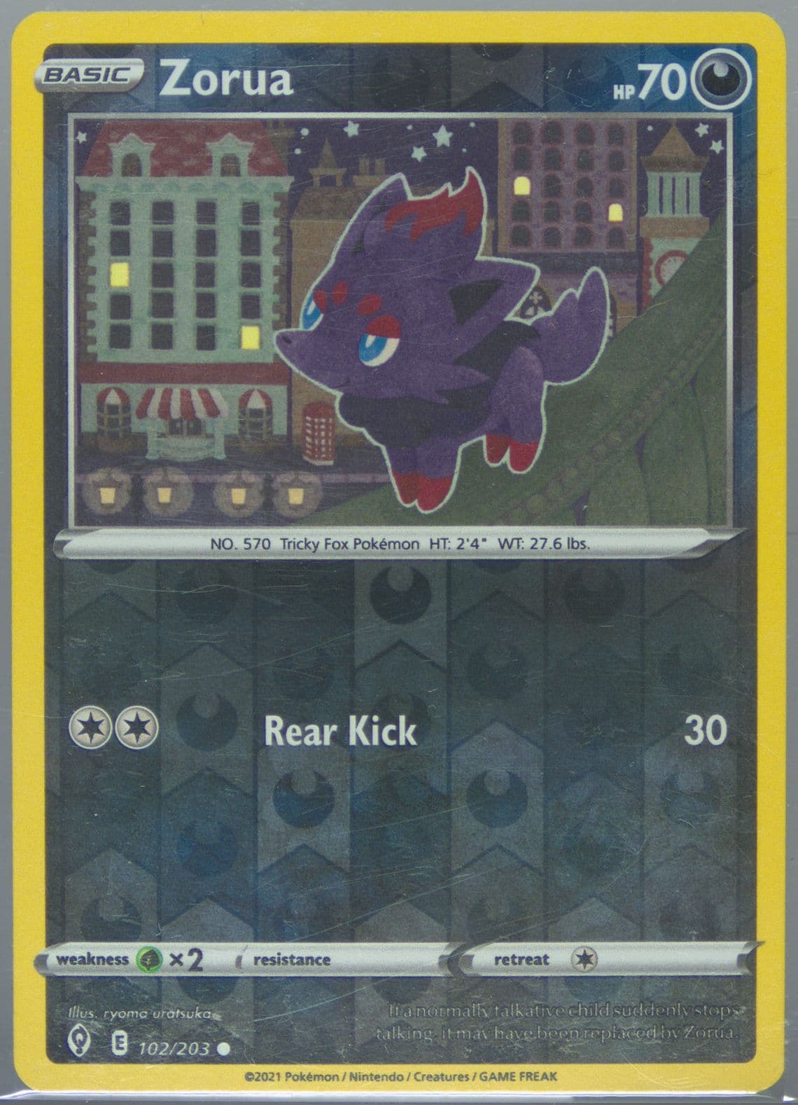 Zorua-Reverse Foil (102) 2021 Pokemon Sword & Shield Evolving Skies