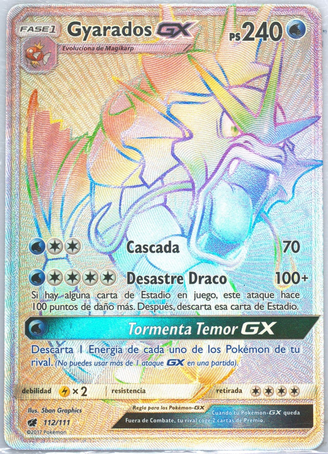 Full Art/Gyarados GX Spanish-Secret (112) 2017 Pokemon Sun & Moon Crimson Invasion