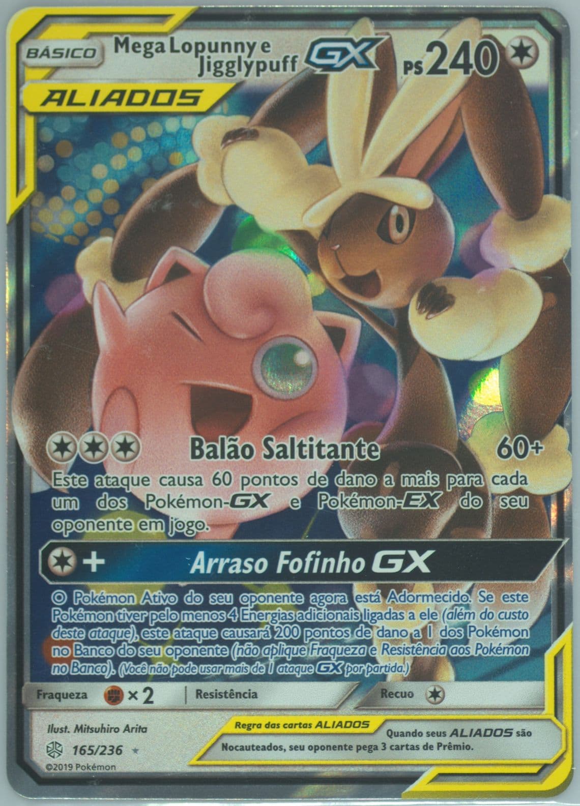 Mega Lopunny E Jigglypuff GX Portuguese (165) 2019 Pokemon Sun & Moon Cosmic Eclipse