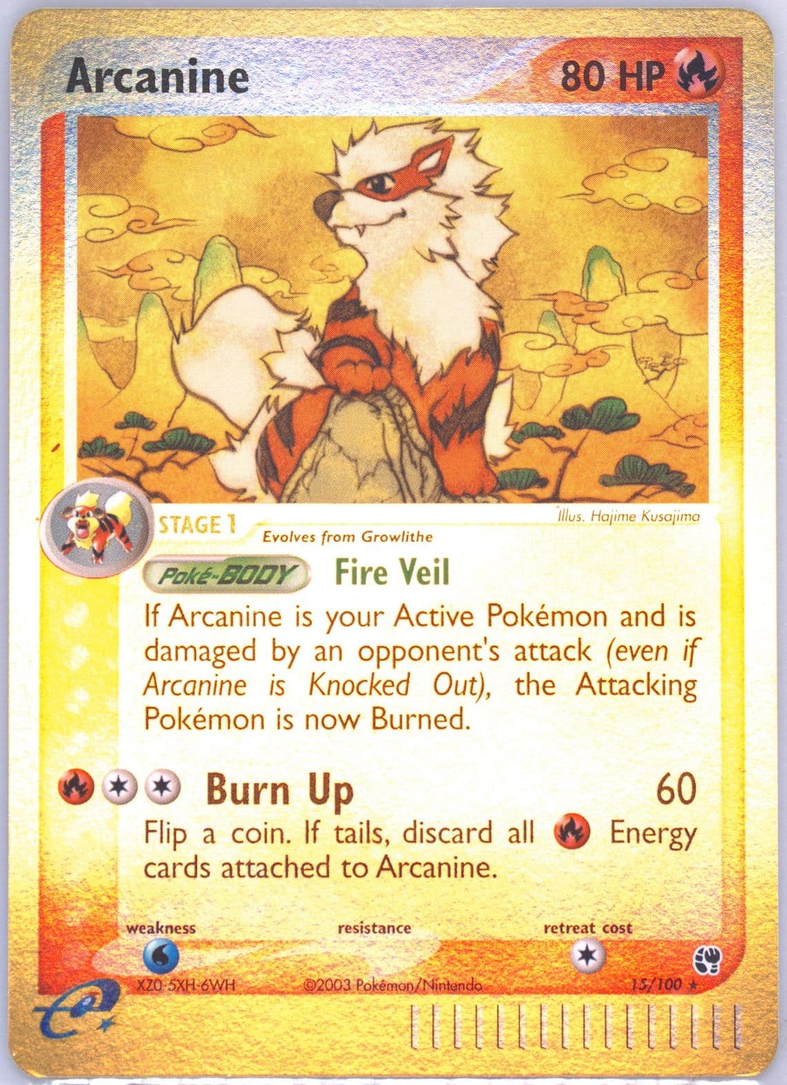 Arcanine-Reverse Foil (15) 2003 Pokemon EX Sandstorm