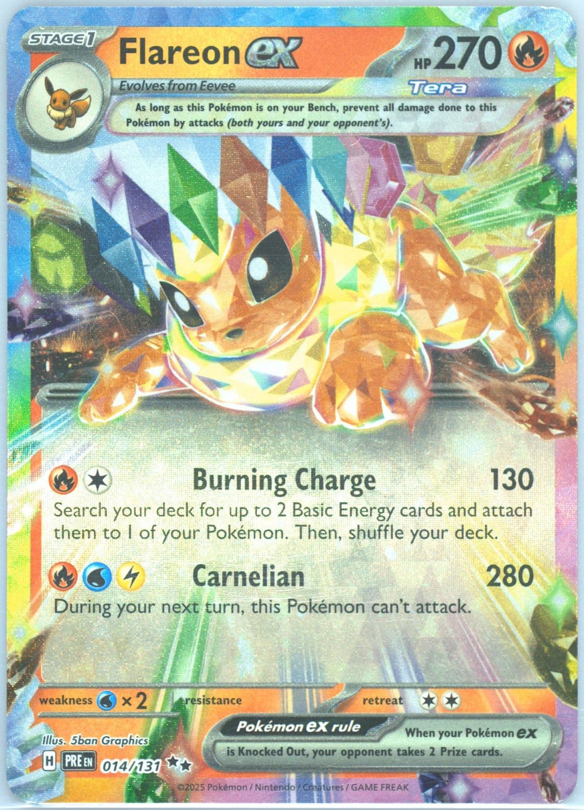 Flareon EX (014) 2025 Pokemon Pre EN-Prismatic Evolutions