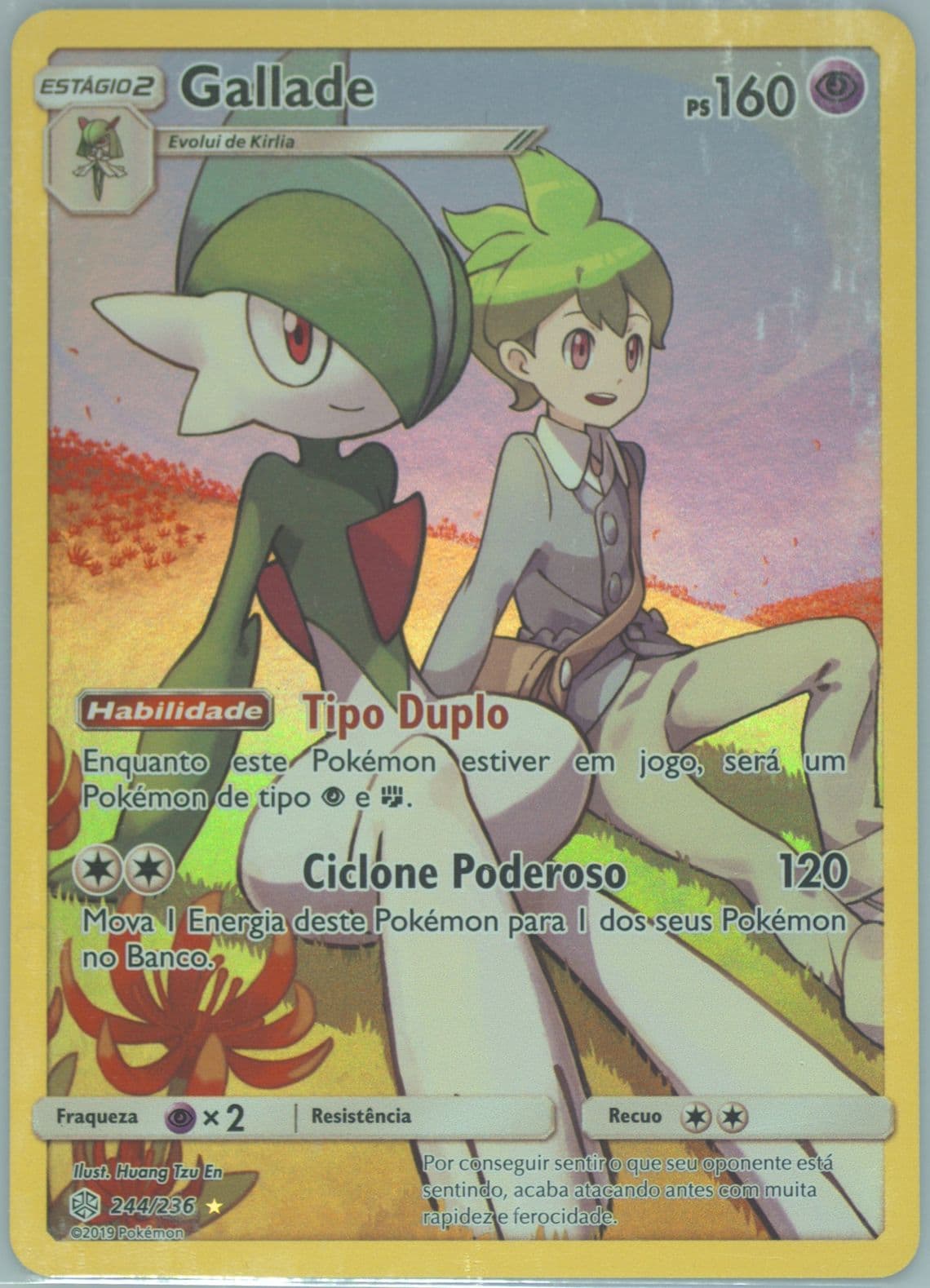 Full Art/Gallade Portuguese-Secret (244) 2019 Pokemon Sun & Moon Cosmic Eclipse