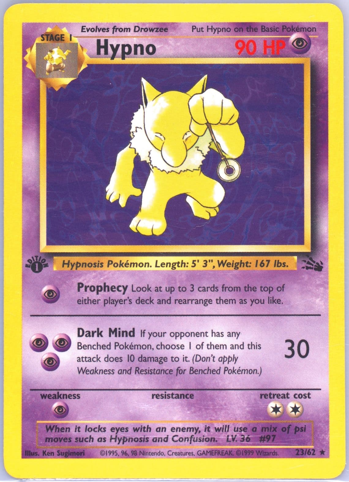 Hypno 1st Edition (23) 1999 Pokemon Fossil