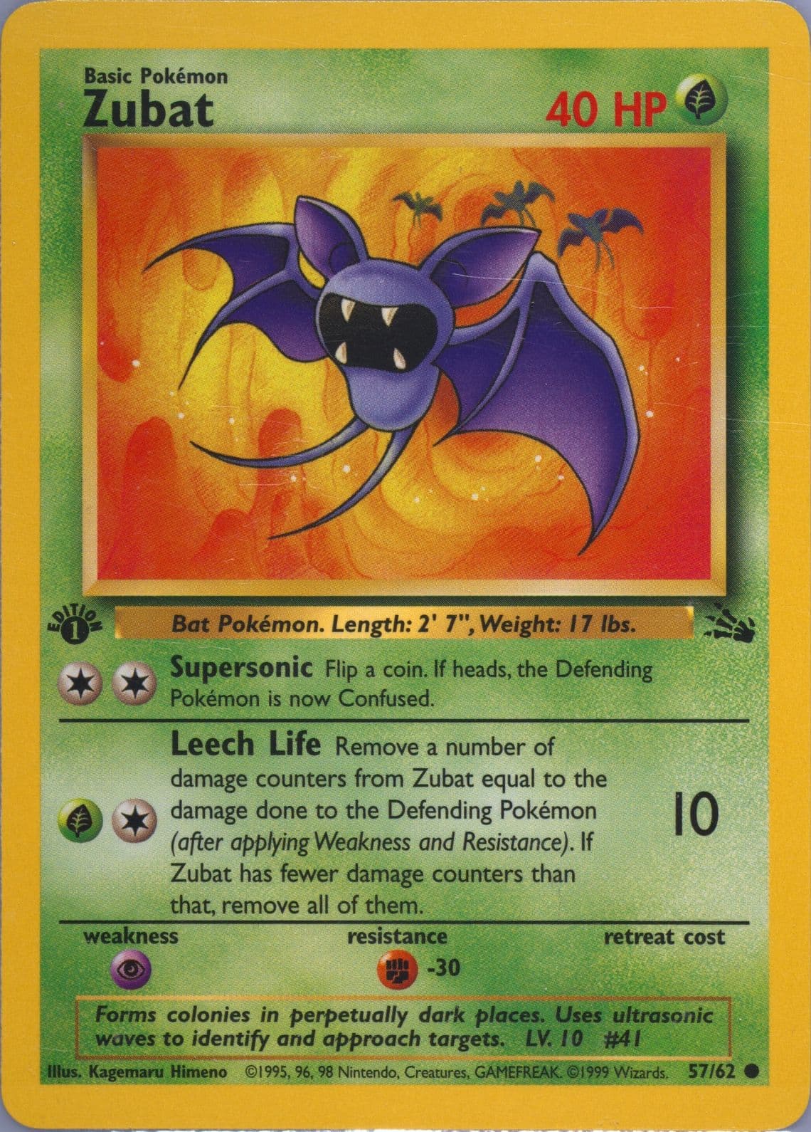 Zubat 1st Edition (57) 1999 Pokemon Fossil