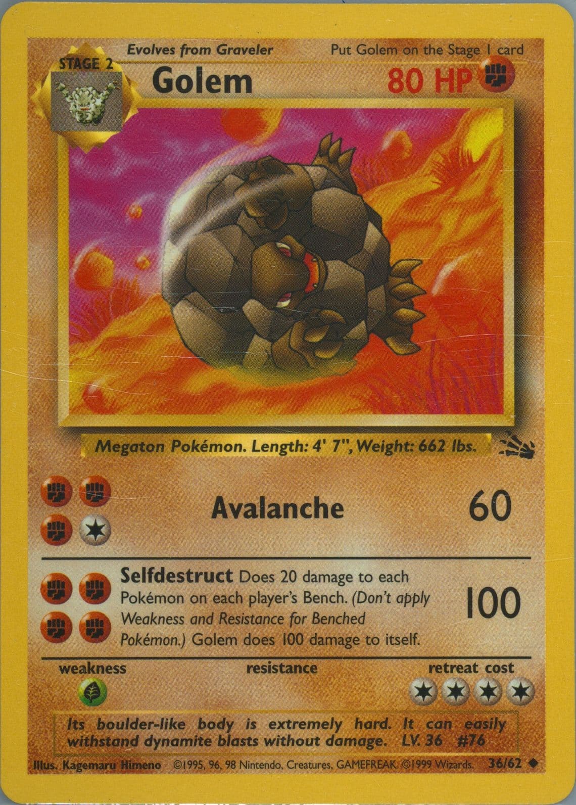 Golem (36) 1999 Pokemon Fossil