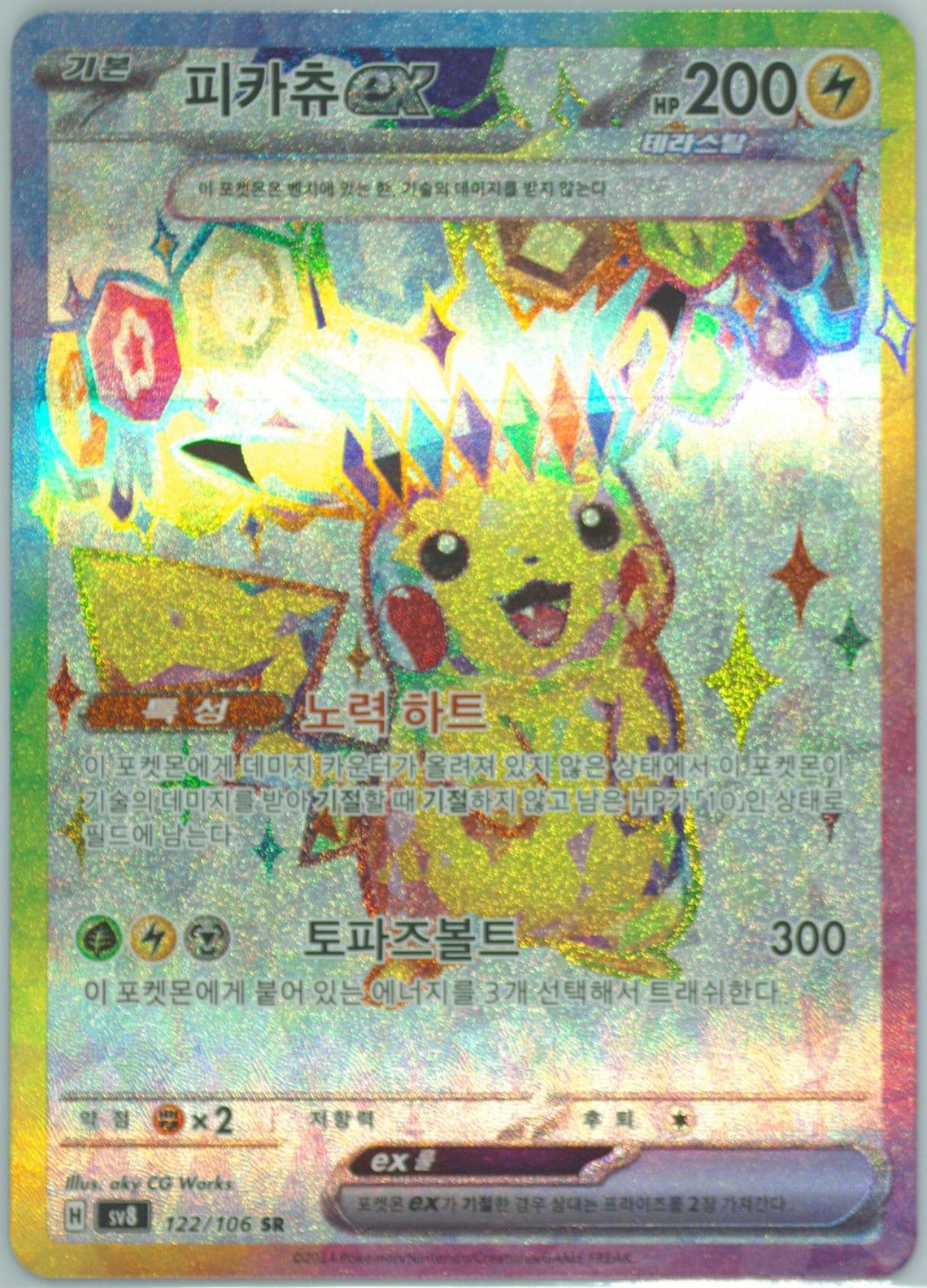 Pikachu EX Super Rare (122) 2024 Pokemon Korean SV8-Super Electric Breaker