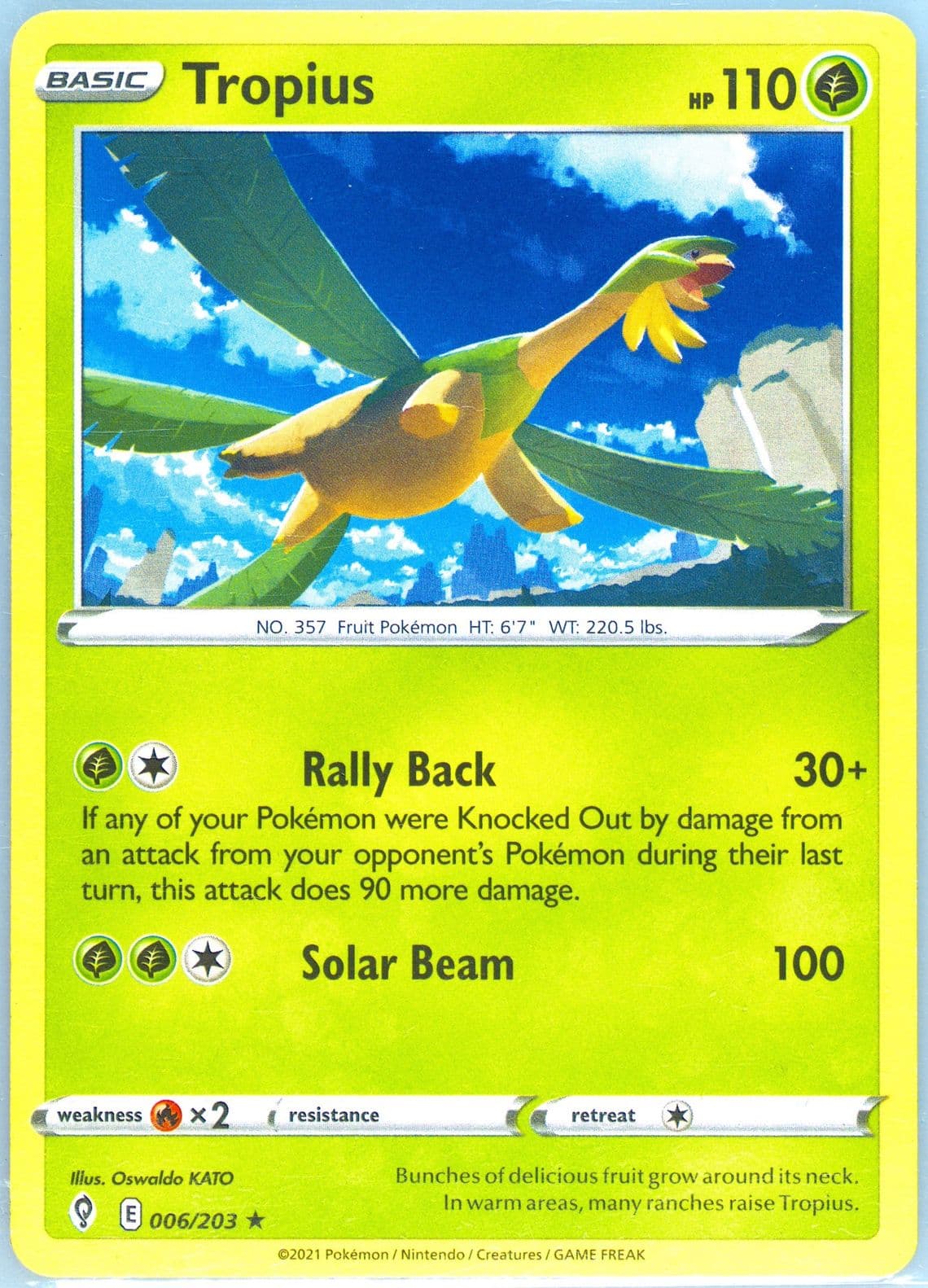 Tropius (006) 2021 Pokemon Sword & Shield Evolving Skies