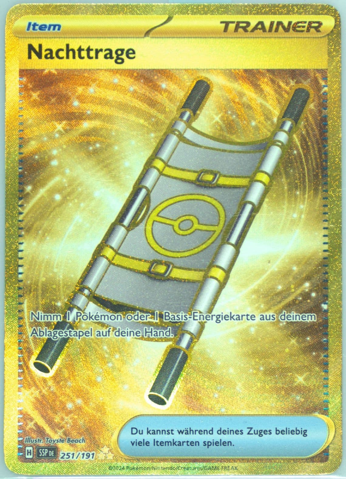 Night Stretcher Hyper Rare (251) 2024 Pokemon German Ssp de-Surging Sparks