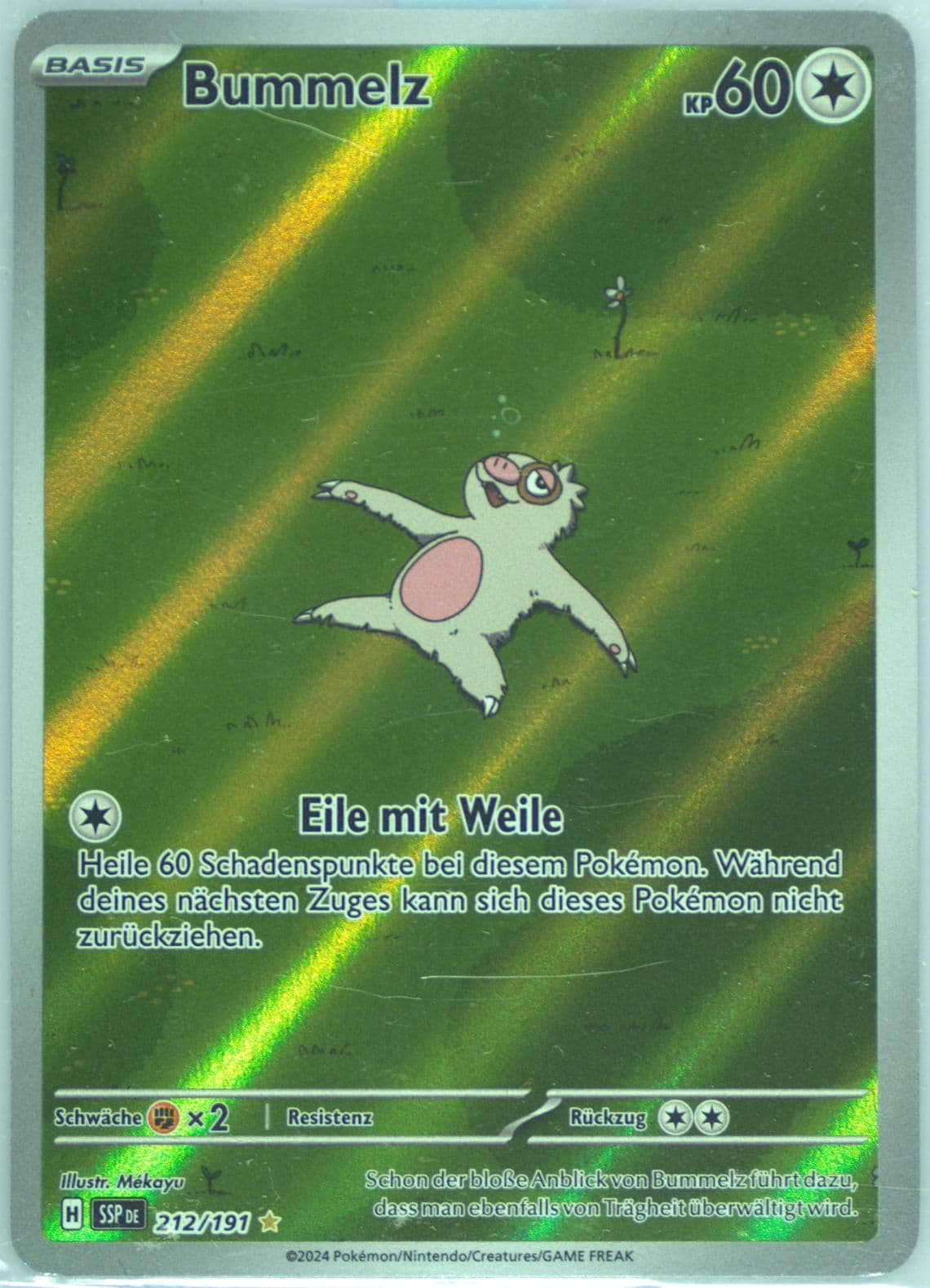 Slakoth Illustration Rare (212) 2024 Pokemon German Ssp de-Surging Sparks