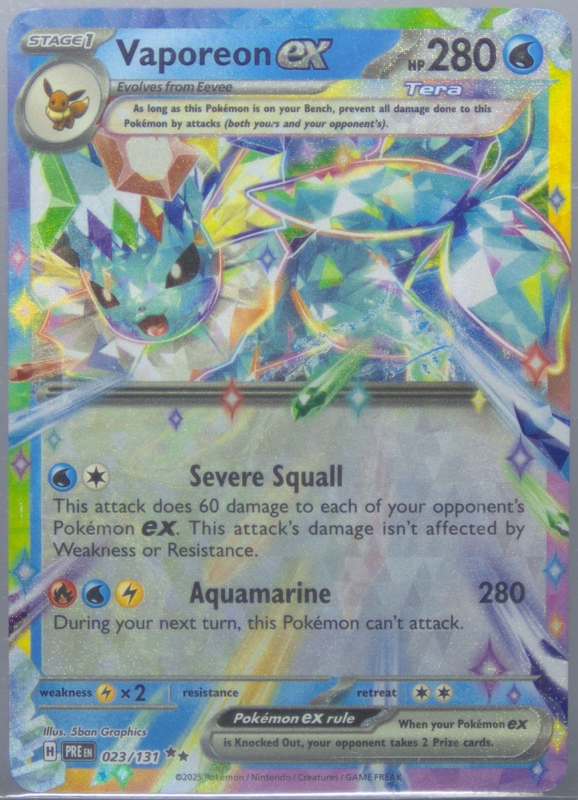 Vaporeon EX (023) 2025 Pokemon Pre EN-Prismatic Evolutions