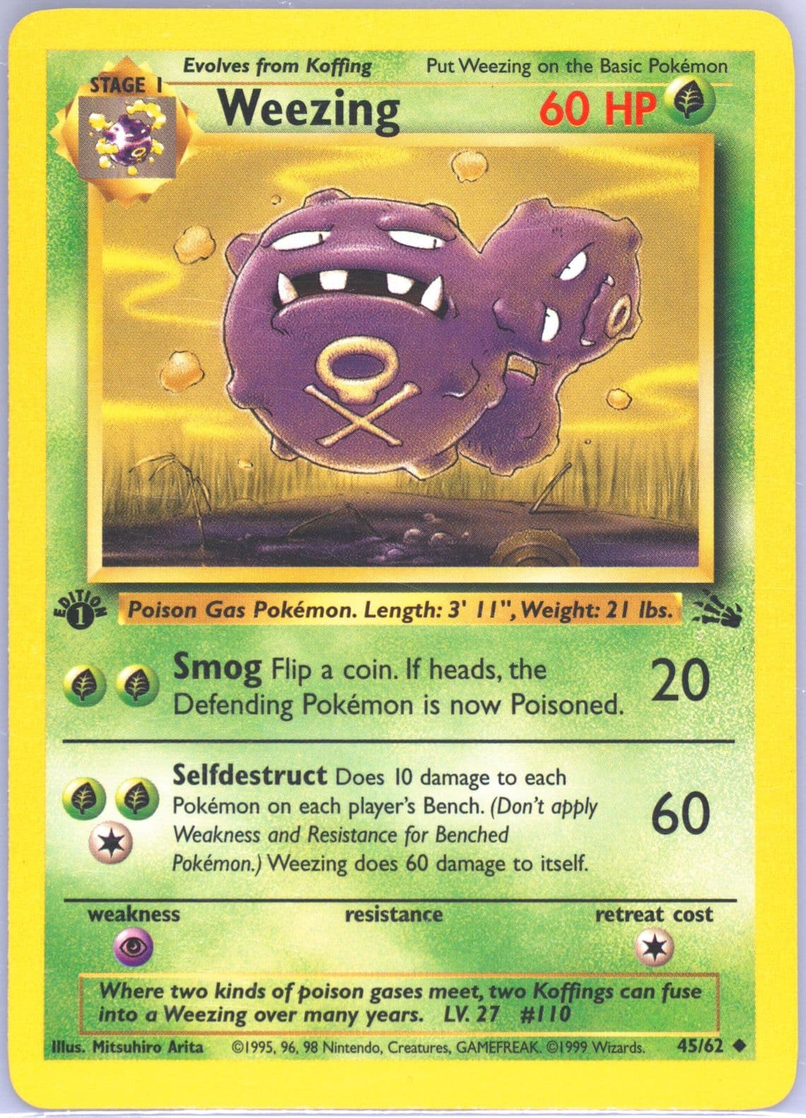 Weezing 1st Edition (45) 1999 Pokemon Fossil