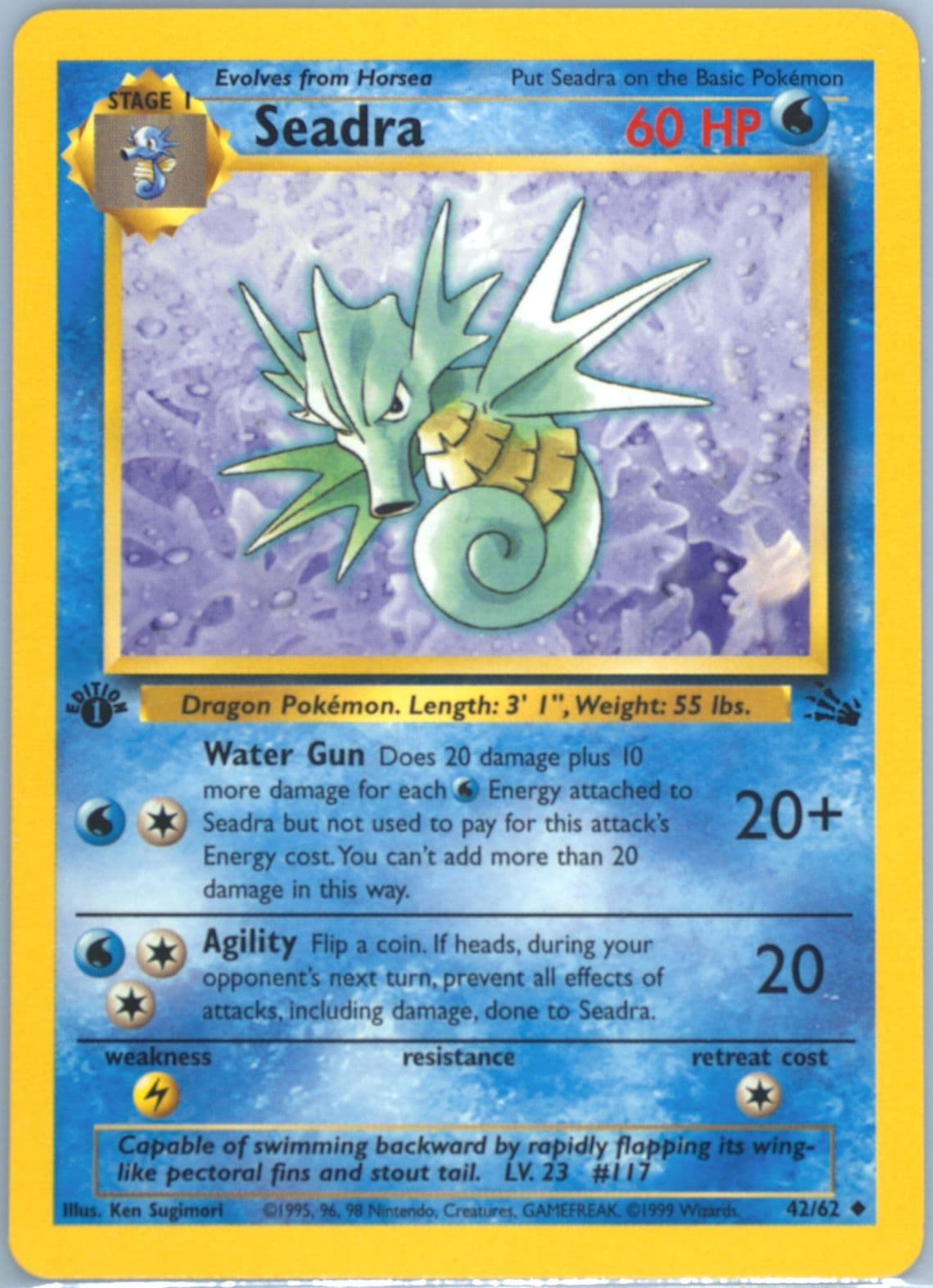 Seadra 1st Edition (42) 1999 Pokemon Fossil