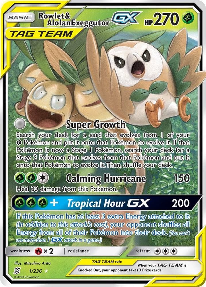 SM - Unified Minds Rowlet & Alolan Exeggutor GX 1